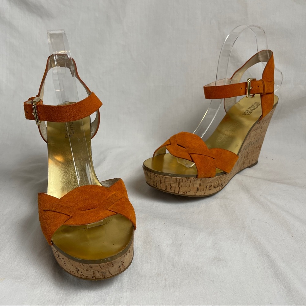 Michael Michael Kors Orange Suede Wedge 4" Sandals